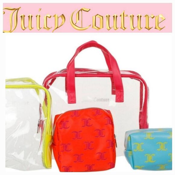 Juicy Couture 4-Piece JC Logo Neon Nested Cosmetic Cases - Picture 1 of 8